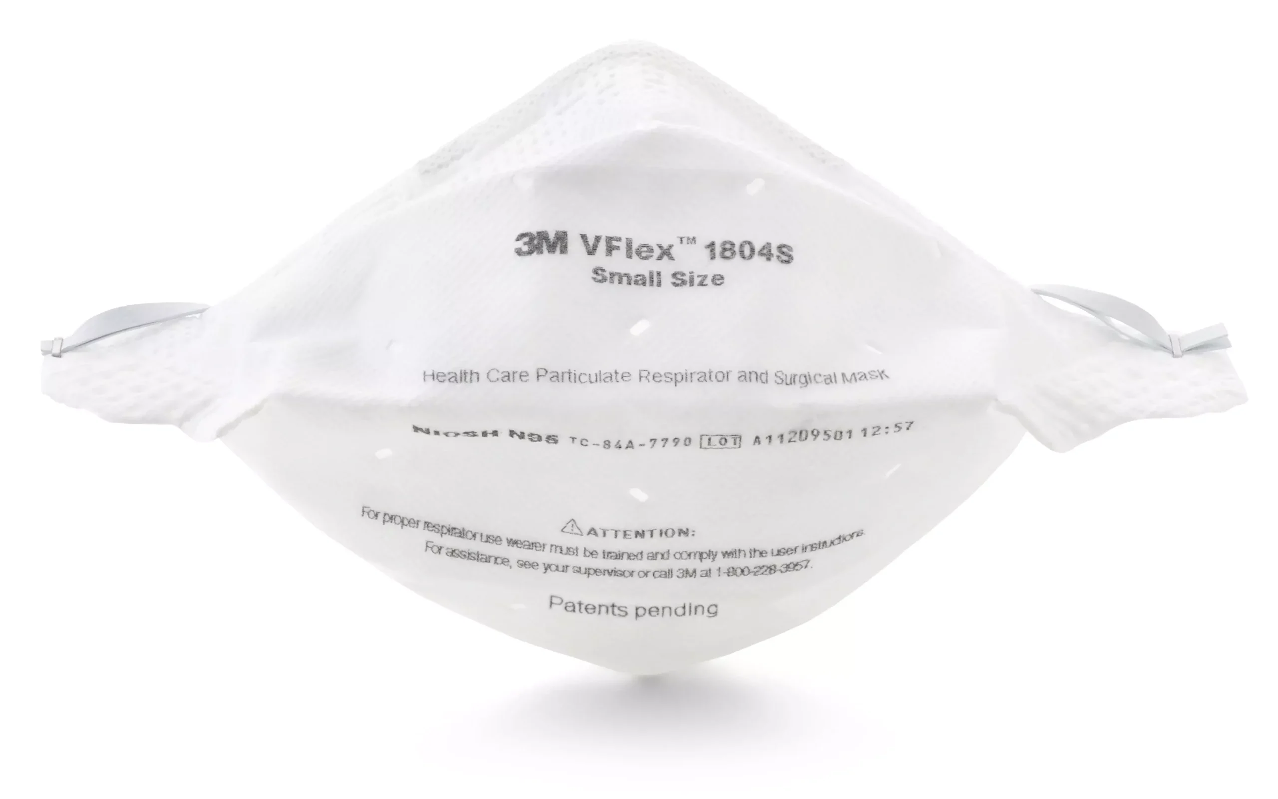 Particulate Respirator / Surgical Mask 3M™ VFlex™ Medical N95 ASTM F1862 Elastic Strap Small