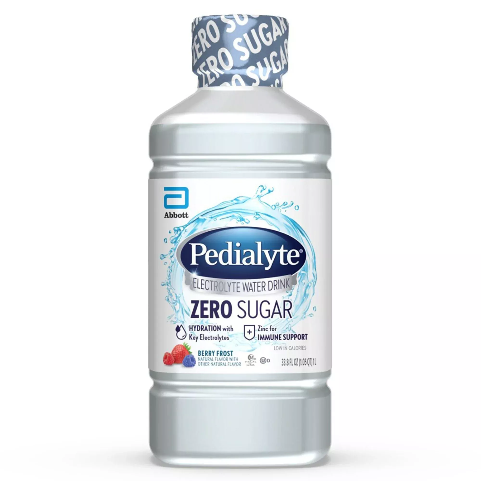 Pedialyte Zero Sugar Electrolyte Water Drink, Berry Frost, 1 liter bottle
