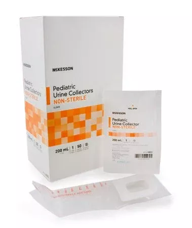 Pediatric Urine Collection Bag McKesson Polypropylene 200 mL (7 oz.) Adhesive Closure Unprinted Sterile - M-883863-3218 - Each