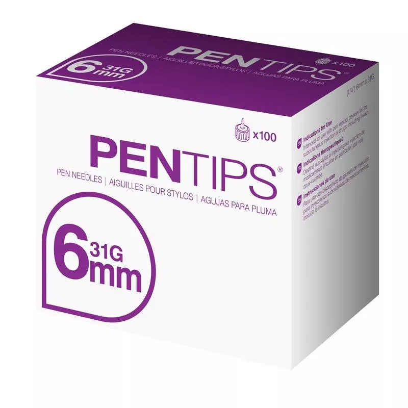 Pentips Pen Needle 31G x 6 mm (100 count)