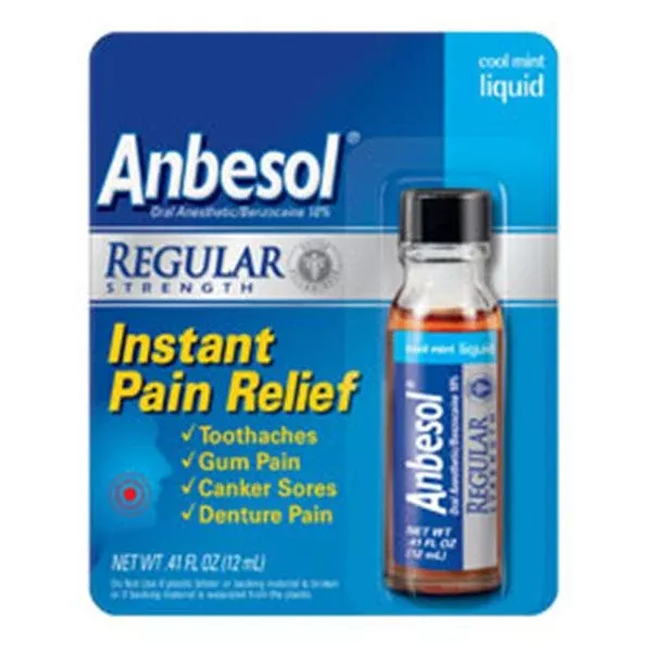 Pfizer Consumer Health Anbesol Anesthetic Regular Strength 10% Liquid Tube .41oz/Bt, 36 EA/CA (21341)