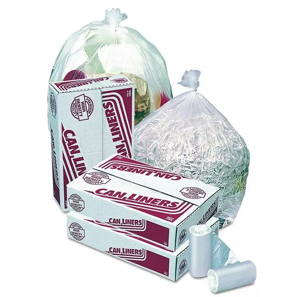 Pitt Plastics Bag Trash 60gal HDPE 14mic HD 25/RL 8 RL 38x60" Natural 200/Ca