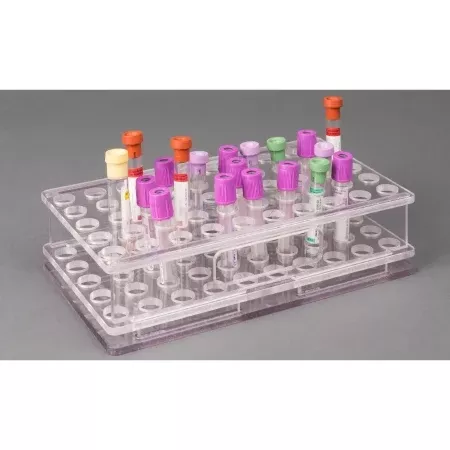Poltex Inc Carrier Rack Blood Tube Rack 50 Place 17 mm Tube Size Clear 2-1/2 X 5-3/4 X 10 Inch - M-1155668-1414 - Each