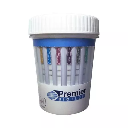 Premier Biotech Drugs of Abuse Test Bio-Cup™ 13-Drug Panel AMP, BAR, BUP, BZO, COC, mAMP/MET, MDMA, MTD, OPI, OXY, PCP, TCA, THC 50 Urine Sample 25 Tests - M-1006571-2478 - Case of 25