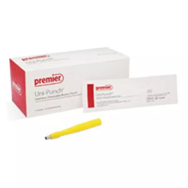 Premier Medical Biopsy Punch Drml Uni-Punch 3 Rbd Hlw Hndl SS Bld Disp Strl 25/Bx
