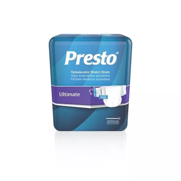 Presto Ultimate Stretch Incontinence Brief, Medium - Regular, 16 Pack