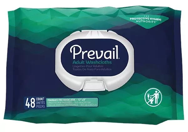 Prevail Fragrance Free Adult Washcloths, 48 Count Soft Pack