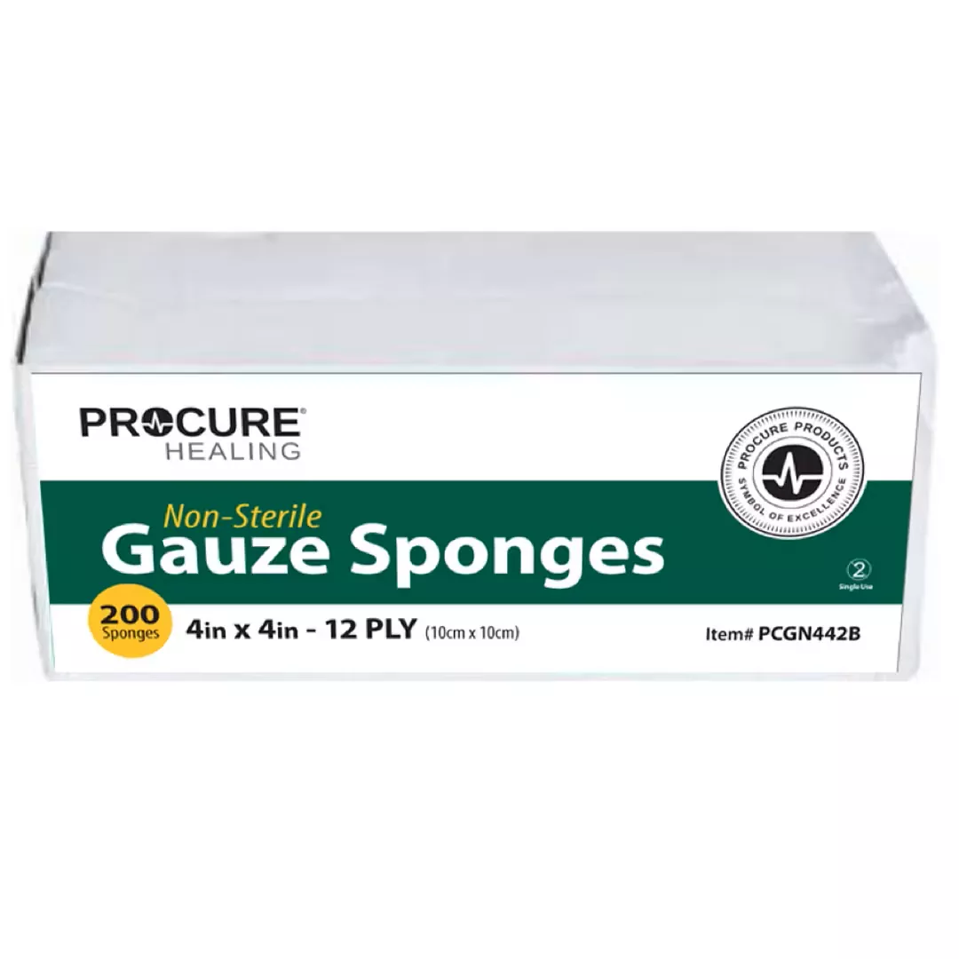 ProCure PCGN442B Gauze Sponges, 4"x4" 12-ply, N/S 200/pk