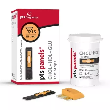 PTS Diagnostics Reagent Test Strip PTS Panels HDL, Glucose, TC/HDL Ratio For Cardiochek PA 15 Strips - M-634415-3915 - VL/1