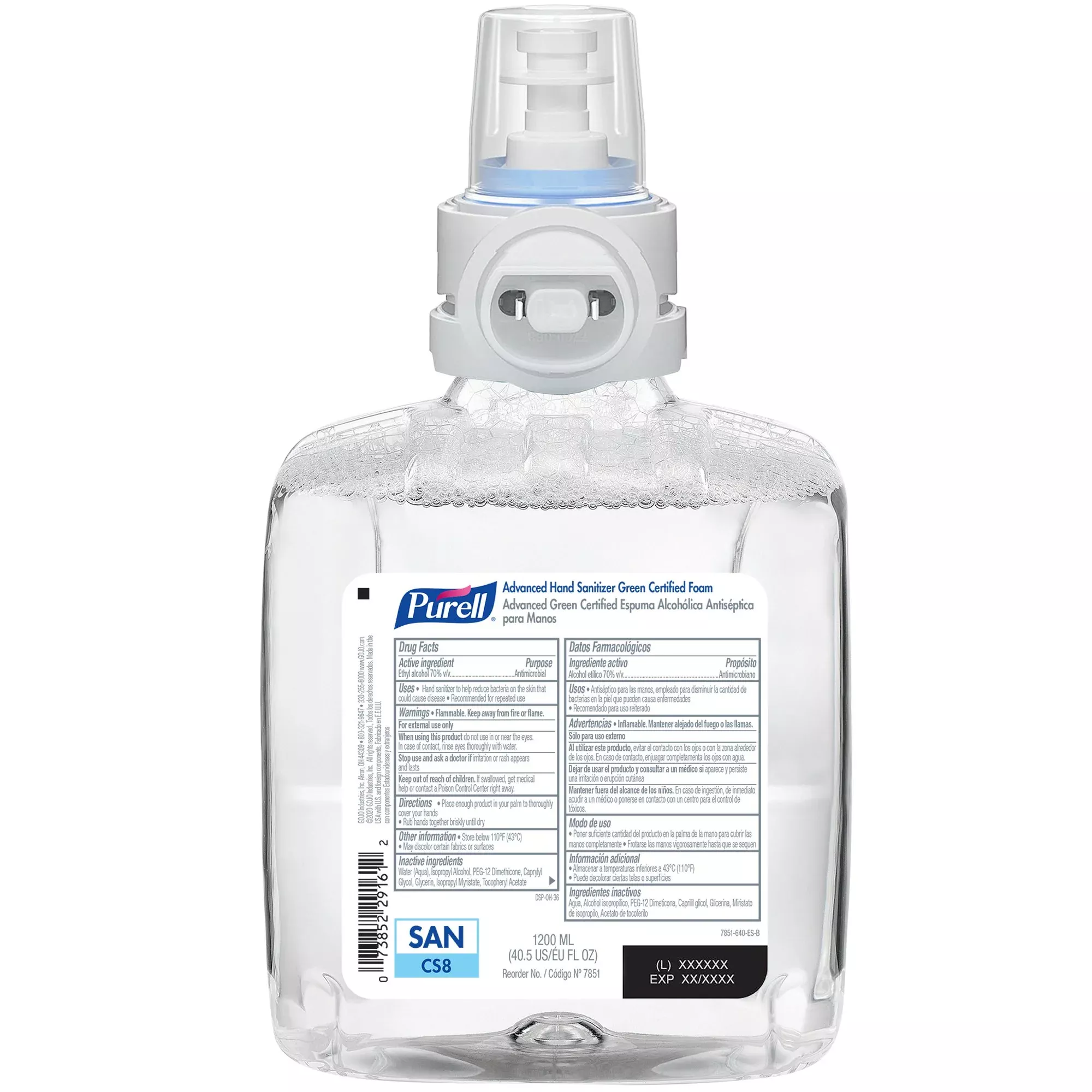 Purell Advanced Green Certified Hand Sanitizer, 1200 mL Dispenser Refill Bottle