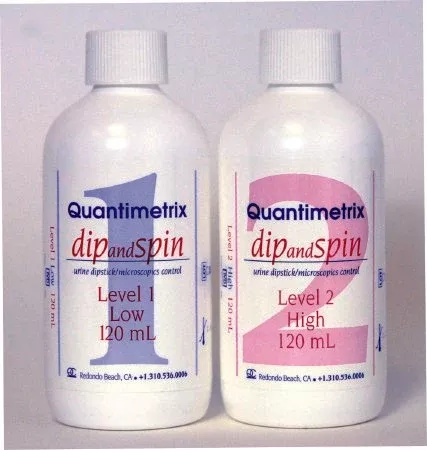 Quantimetrix Urine Chemistry Urinalysis Control Dip&Spin Urinalysis / Microscopics 2 Levels 4 X 120 mL - M-357542-4685 - Box of 4