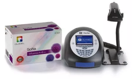Quidel Analyzer and Influenza A+B FIA Test Kit, Promotion Sofia 25 Tests CLIA Waived - M-853202-636 - Each