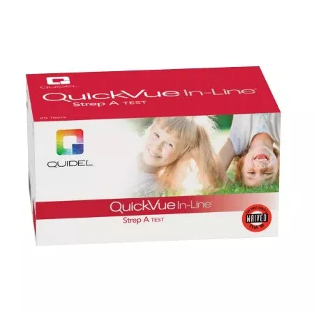 Quidel Rapid Test Kit QuickVue In-Line Strep A Infectious Disease Immunoassay Strep A Test Throat / Tonsil Saliva Sample 25 Tests - M-466961-2263 - Kit of 1