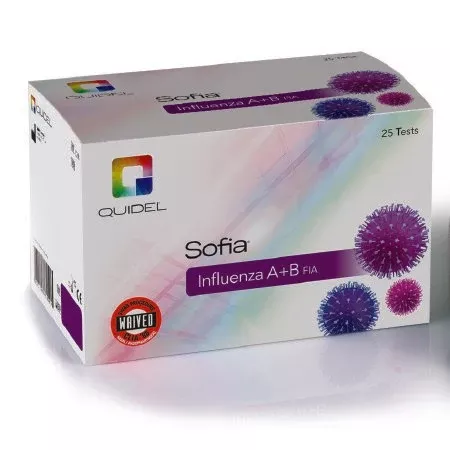 Quidel Rapid Test Kit Sofia Influenza A+B FIA Fluorescence Immunoassay (FIA) Influenza A + B Nasal Swab / Nasopharyngeal Swab / Nasal Wash / Nasal Aspirate Sample 25 Tests - M-853965-4800 - Kit of 1