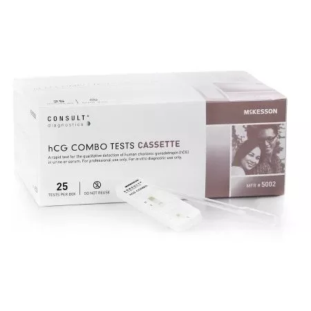 Rapid Test Kit McKesson Consult™ Fertility Test hCG Pregnancy Test Serum / Urine Sample 25 Tests - M-951313-3181 - Kit of 1