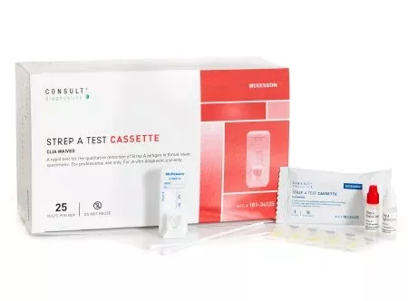 Rapid Test Kit McKesson Consult™ Infectious Disease Immunoassay Strep A Test Throat / Tonsil Saliva Sample 25 Tests - M-951316-4275 - Kit of 1