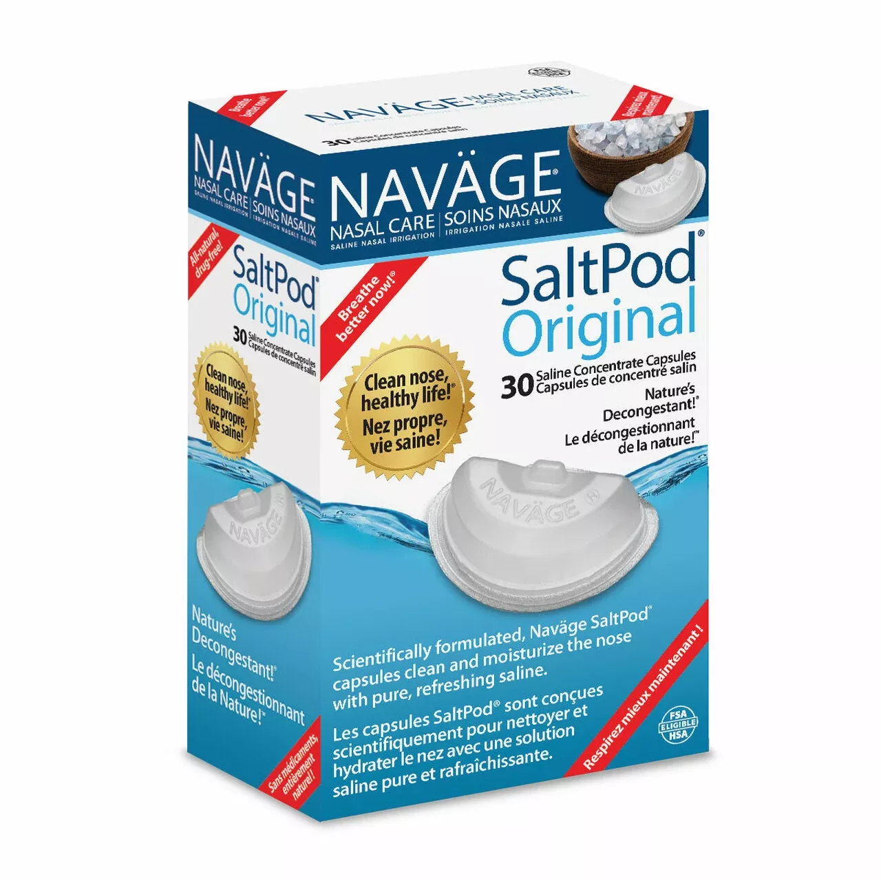 RhinoSystems Navage SaltPod Saline Concentrate Capsule, For Nasal Care, 30 Pack