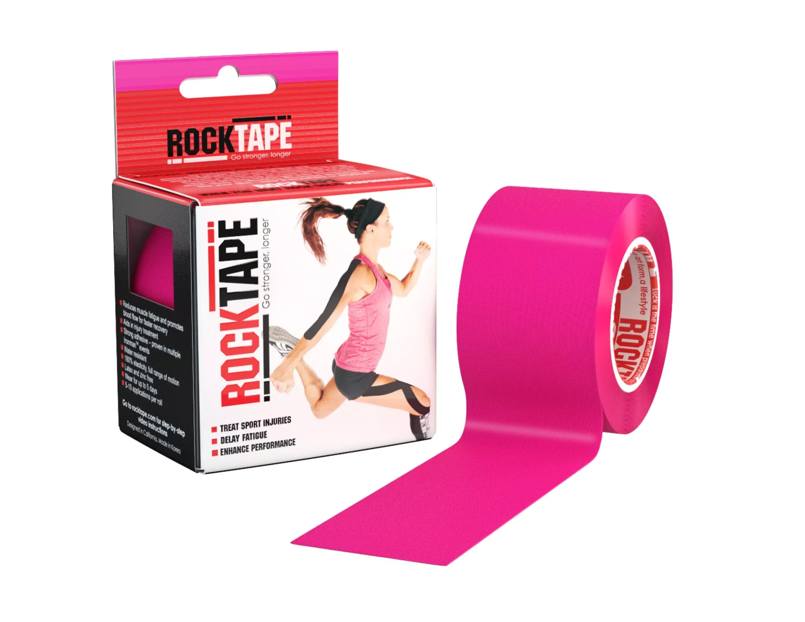 RockTape Kinesiology Tape, 2" x 16.4' Roll, Hot Pink