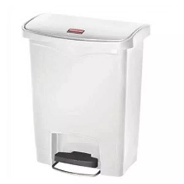 Rubbermaid Bin Slim Jim Step-On White 8 Gal Ea