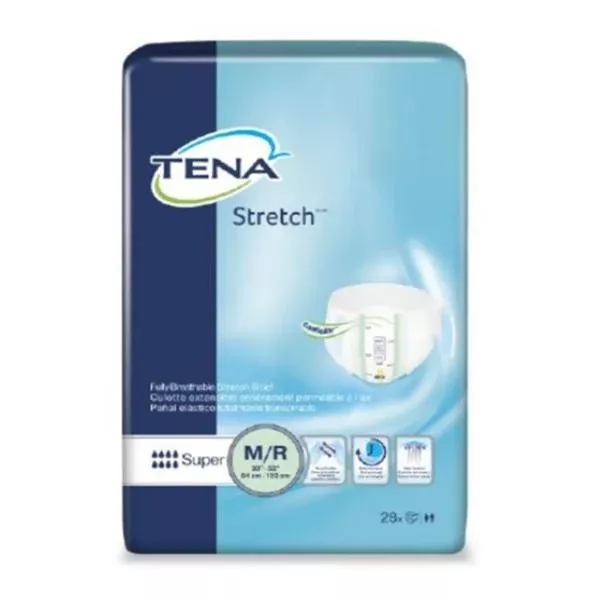 SCA ontinence Brief Tena Stretch Adlt Unsx Md/Reg 33-52 Spr Odr Grd White 56/Ca