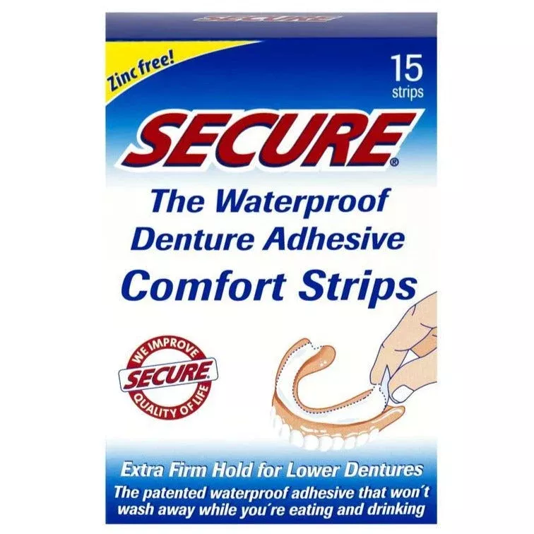 Secure Denture Adhesive Comfort Strip, 15 Count