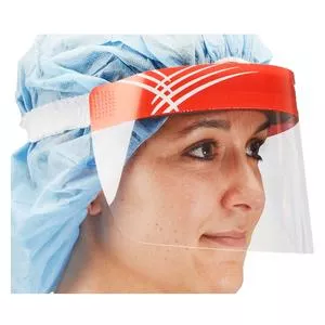 Secure-Gard Anti-Fog Facial Shield with Foam Headband, Full Length, Red