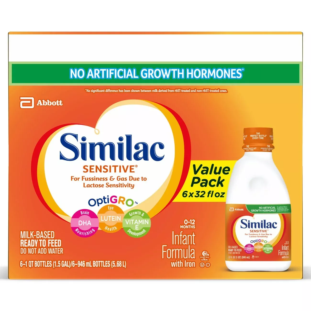Similac Sensitive Ready to Use Infant Formula, 1-quart bottle