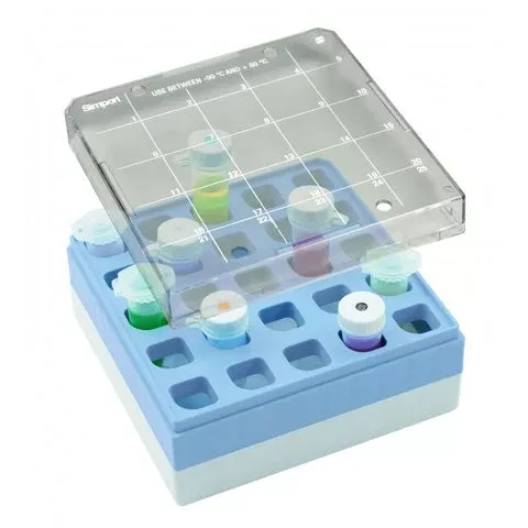 Simport Scientific Microcentrifuge Microcentrifuge Storage Box 25 Place 5 mL Tube Size Blue - M-1118680-3015 - Case of 5