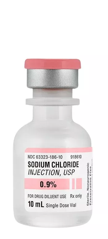 Sodium Chloride, Preservative Free 0.9% Injection 10 mL 63323-0186-10 25/Flat