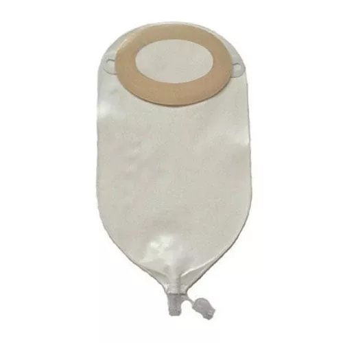 Special Nu-Flex Oval D Adult Post-Op Urinary Pouch 1-3/8" x 1-5/8" Pre-Cut Opening, Flat