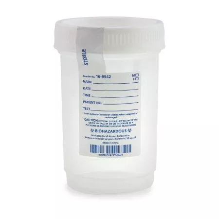Specimen Container for Pneumatic Tube Systems McKesson Polypropylene 120 mL (4 oz.) Screw Cap Sterile - M-503927-1471 - Case of 300