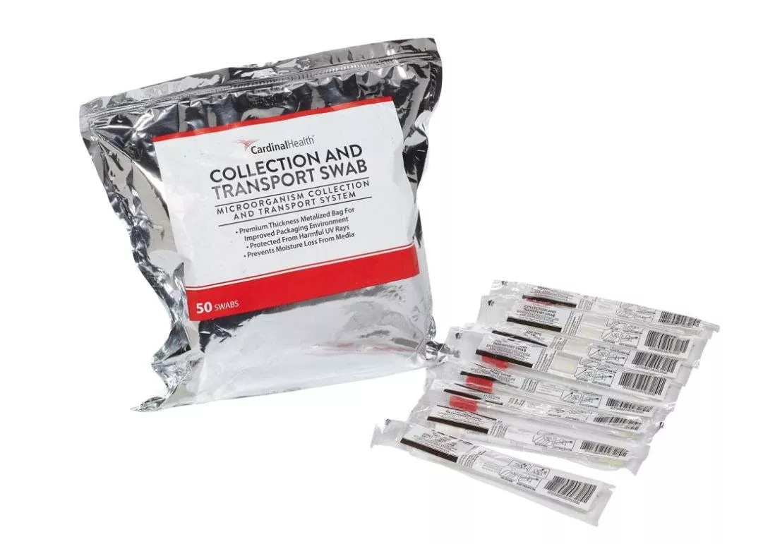 Specimen Swab Collection System, Amies Single Swab, Rayon Tip, Plastic Shaft, Sterile. Package of 50