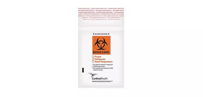 Specimen Transport Bag, 6" x 9", 2mL Zip-Lock with Flap, Disposable, Double Pocket