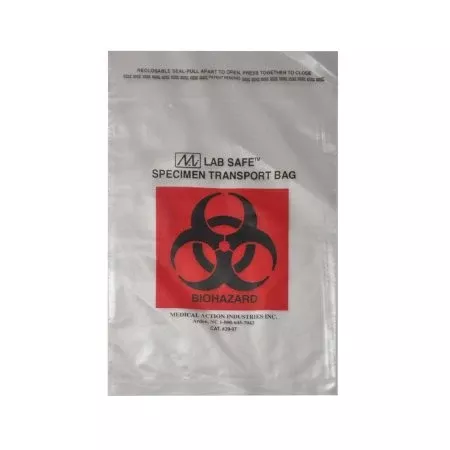 Specimen Transport Bag with Document Pouch McKesson 6 X 9 Inch Polyethylene Adhesive Closure Biohazard Symbol NonSterile - M-763805-1034 - Each