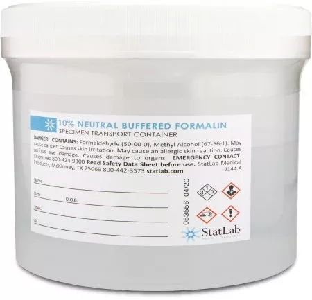 StatLab Medical Products Prefilled Formalin Container Polypropylene 500 mL Fill in 1,000 mL (32 oz.) Screw Cap Warning Label / Patient Information NonSterile - M-1030150-1817 - Case of 4
