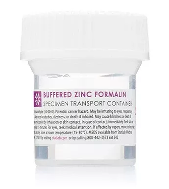 StatLab Medical Products Prefilled Formalin Container StatClick™ Polypropylene 10 mL Fill in 20 mL (0.67 oz.) Screw Cap Warning Label NonSterile - M-1002261-3186 - Case of 96