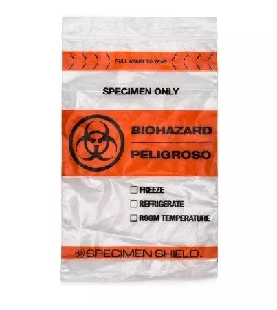 StatLab Medical Products Specimen Transport Bag with Document Pouch Specimen Shield™ 6 X 9 Inch Polyethylene Zip Closure Biohazard Symbol / Storage Instructions NonSterile - M-1002239-989 - Case of 1000