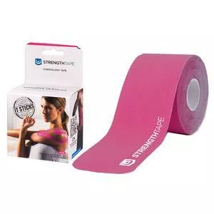 StrengthTape Kinesiology Tape 5M Precut Roll, Pink, 16'4" L x 2" W