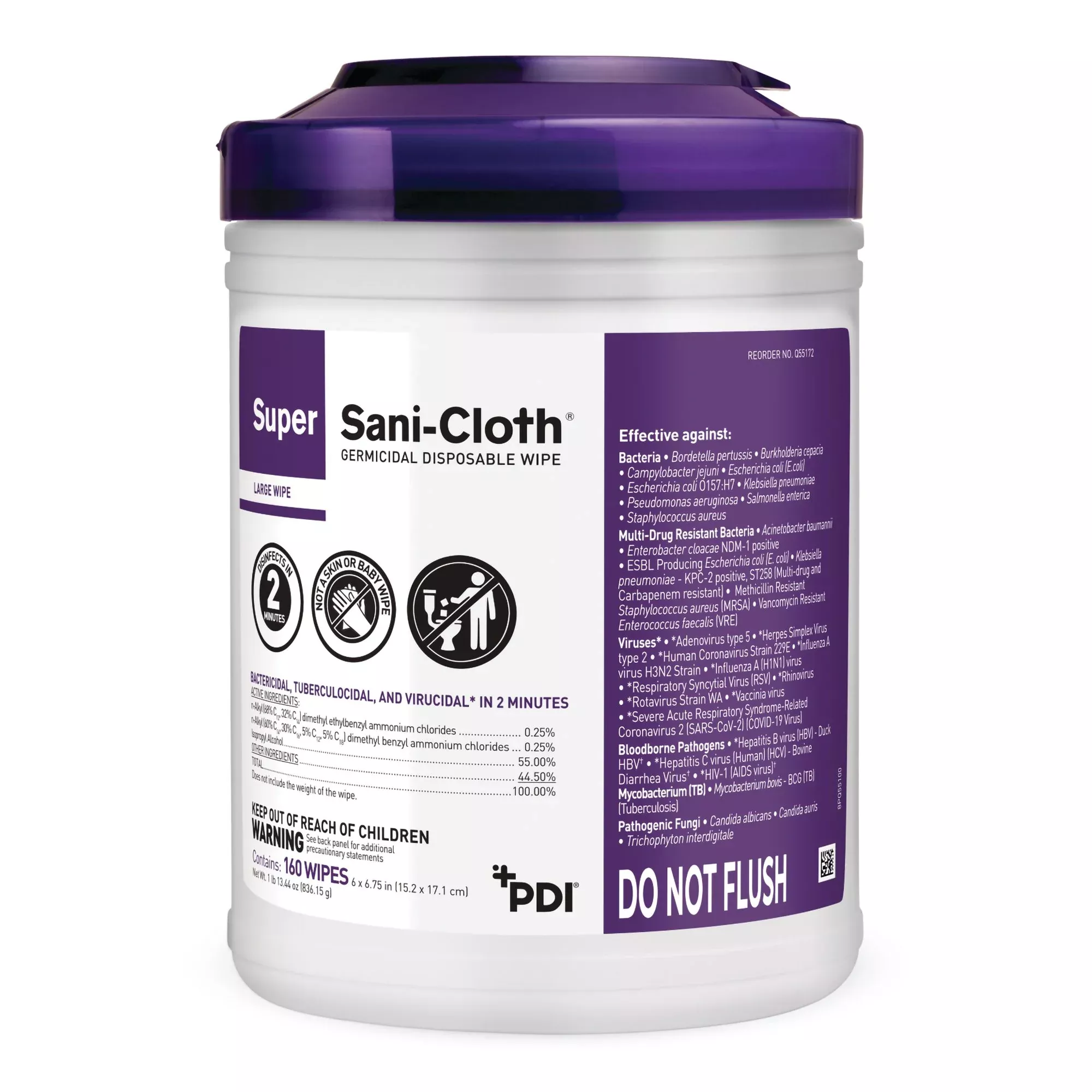 Super Sani-Cloth Large Germicidal Disinfectant Wipes, 160 Count - Q55172