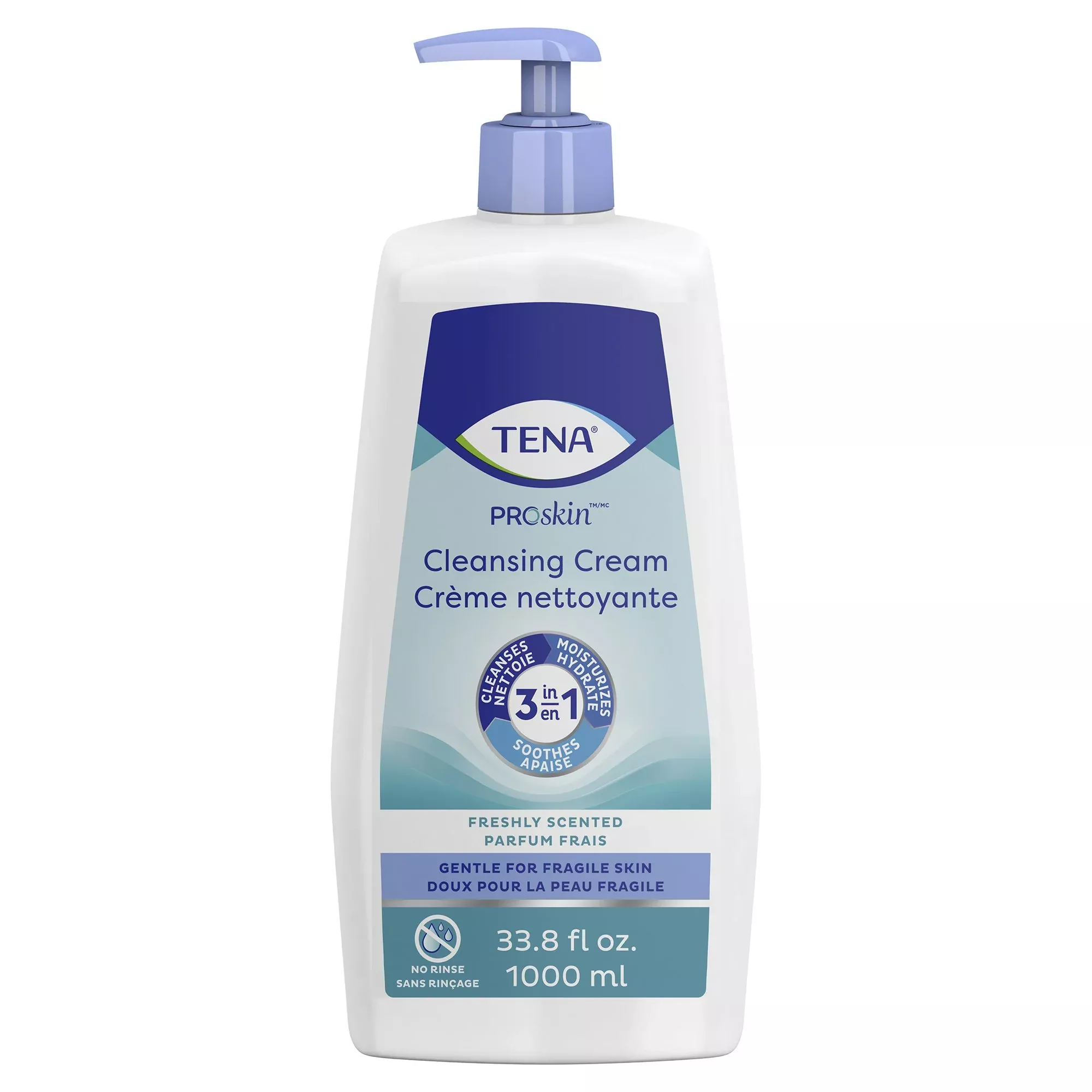 Tena Body Wash Cleansing Cream, Alcohol-Free 3-in-1 Formula, Scented, 1,000 mL