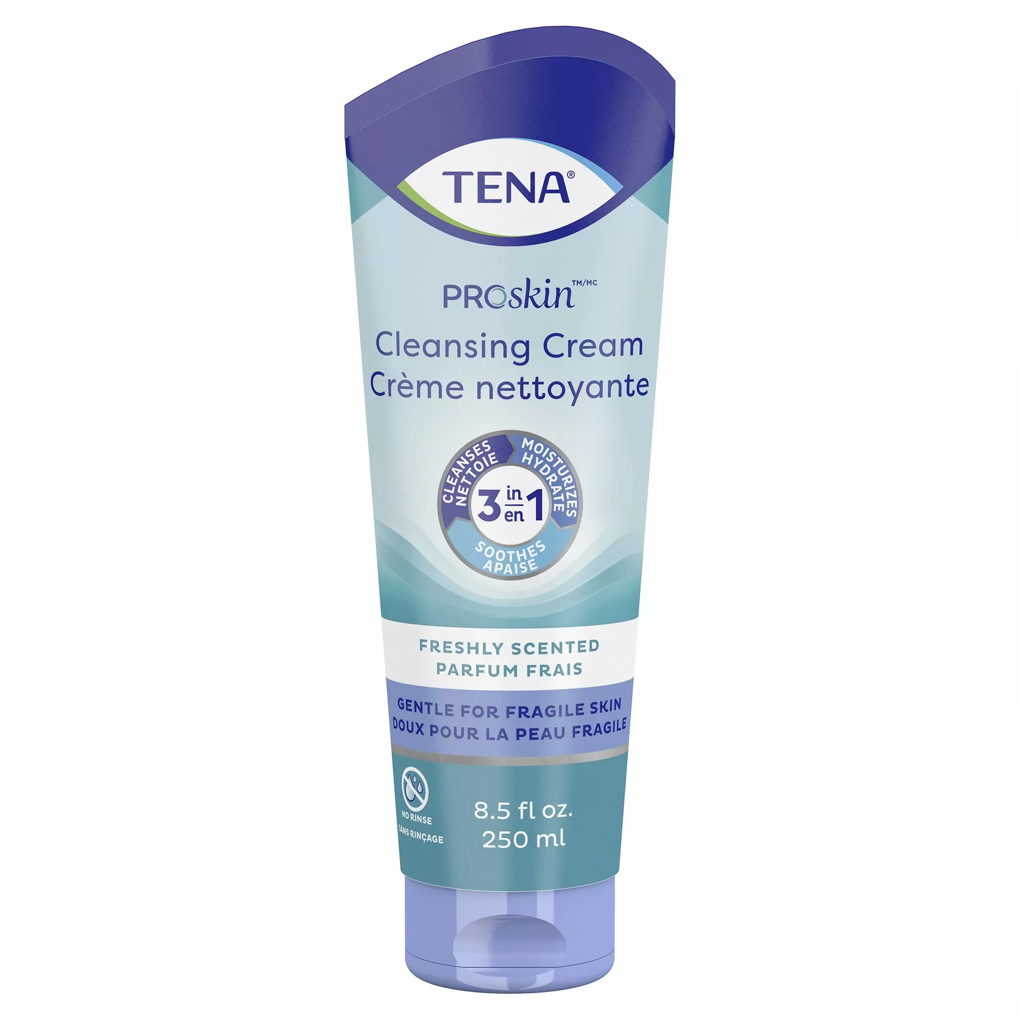 Tena Body Wash Cleansing Cream, Alcohol-Free 3-in-1 Formula, Unscented, 8.5 oz.