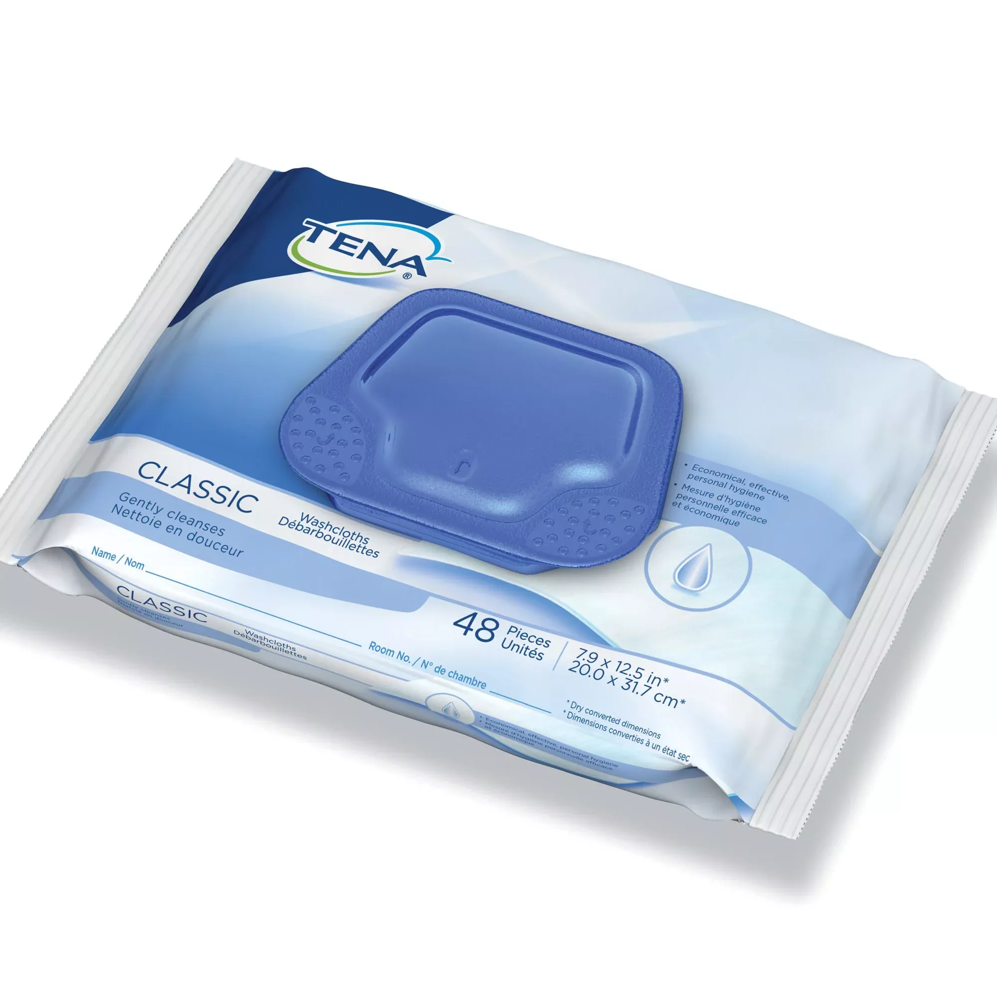 Tena Classic Disposable Washcloth, Alcohol-Free, Scented, Regular Use