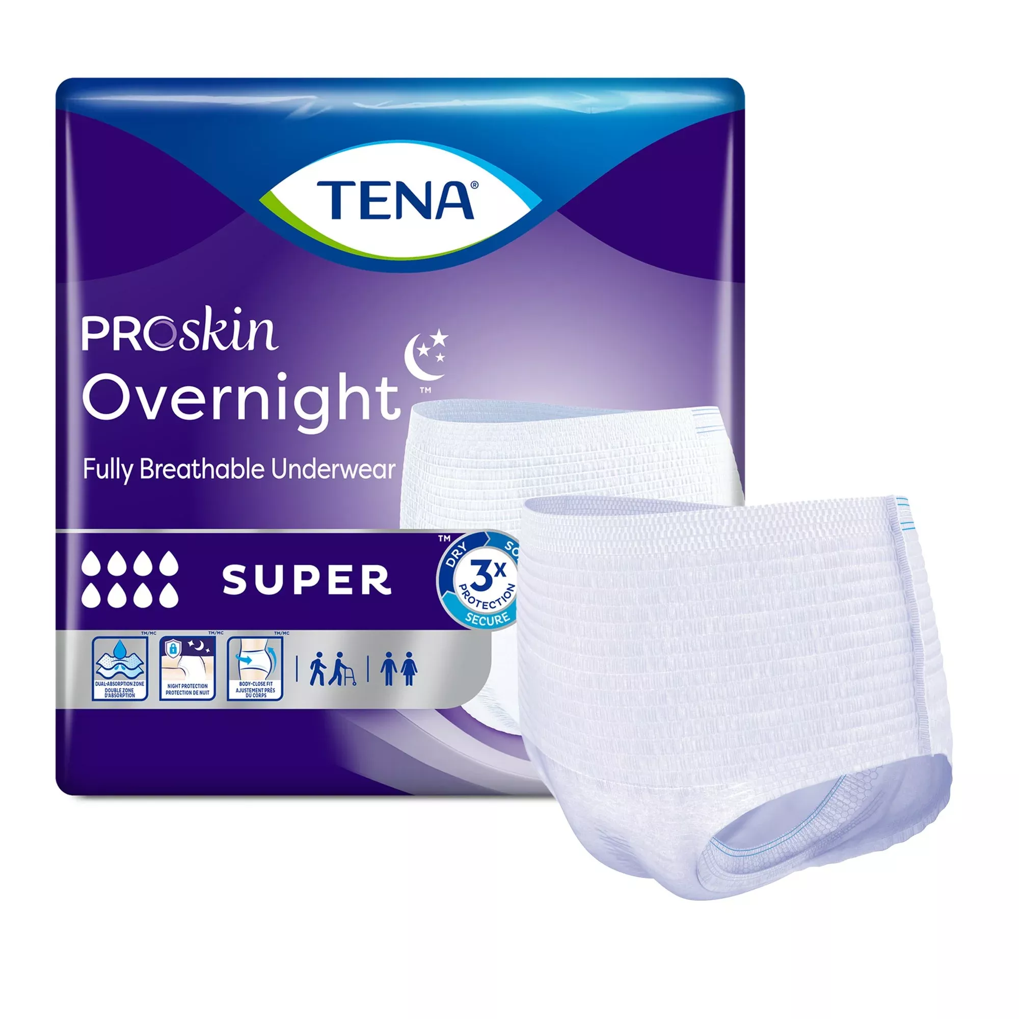 Tena ProSkin Overnight™ Super Fully Breathable Underwear, Extra Large