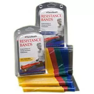 Thera-Band Exercise Band, Light, Assorted Colors, One Yellow 6', One Red 6', and One Green 6