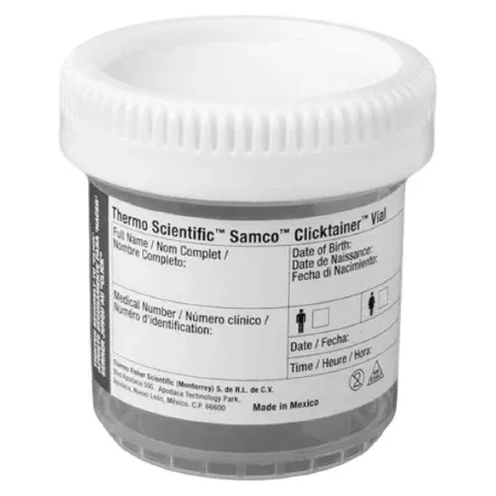Thermo Scientific Nalge Specimen Container Samco™ Clicktainer™ 53 mm Opening Polypropylene / HDPE 90 mL (3 oz.) Screw Cap Patient Information Sterile - M-1159469-308 - Case of 400