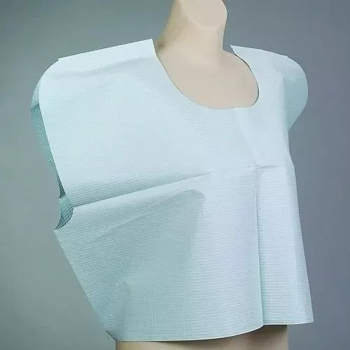 Tidi Patient Exam Gown, T/P/T, 50/Case, 30" x 21", White, Blue