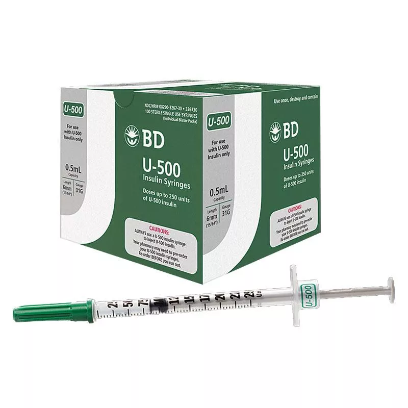 Ultra-Fine U-500 Insulin Syringe 31G x 6 mm, 1/2 mL (100 count)