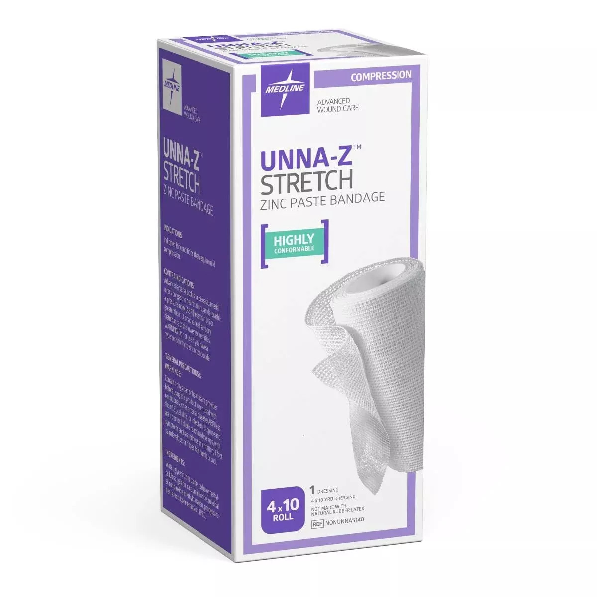 Unna-Z Zinc Oxide Paste Stretch Elastic Bandage, 4" x 10 yd.