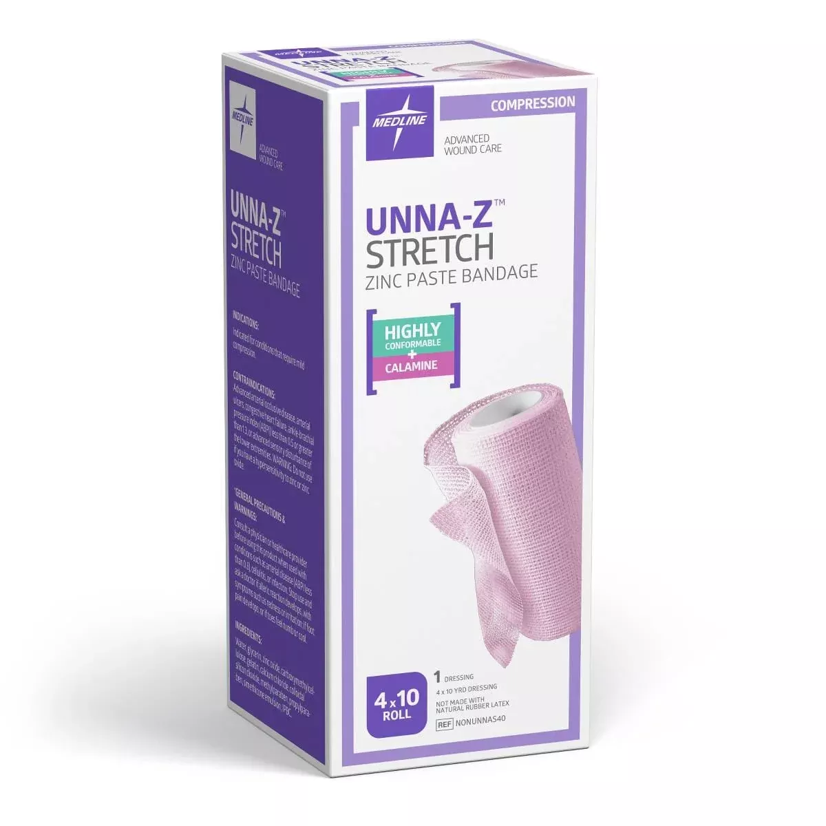 Unna-Z Zinc Oxide Paste with Calamine Stretch Elastic Bandage, 4" x 10 yd.