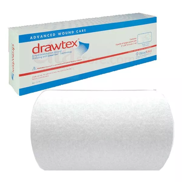 Urgo Drawtex Hydroconductive Wound Dressing, With LevaFiber Technology, 3/8'' x 18''